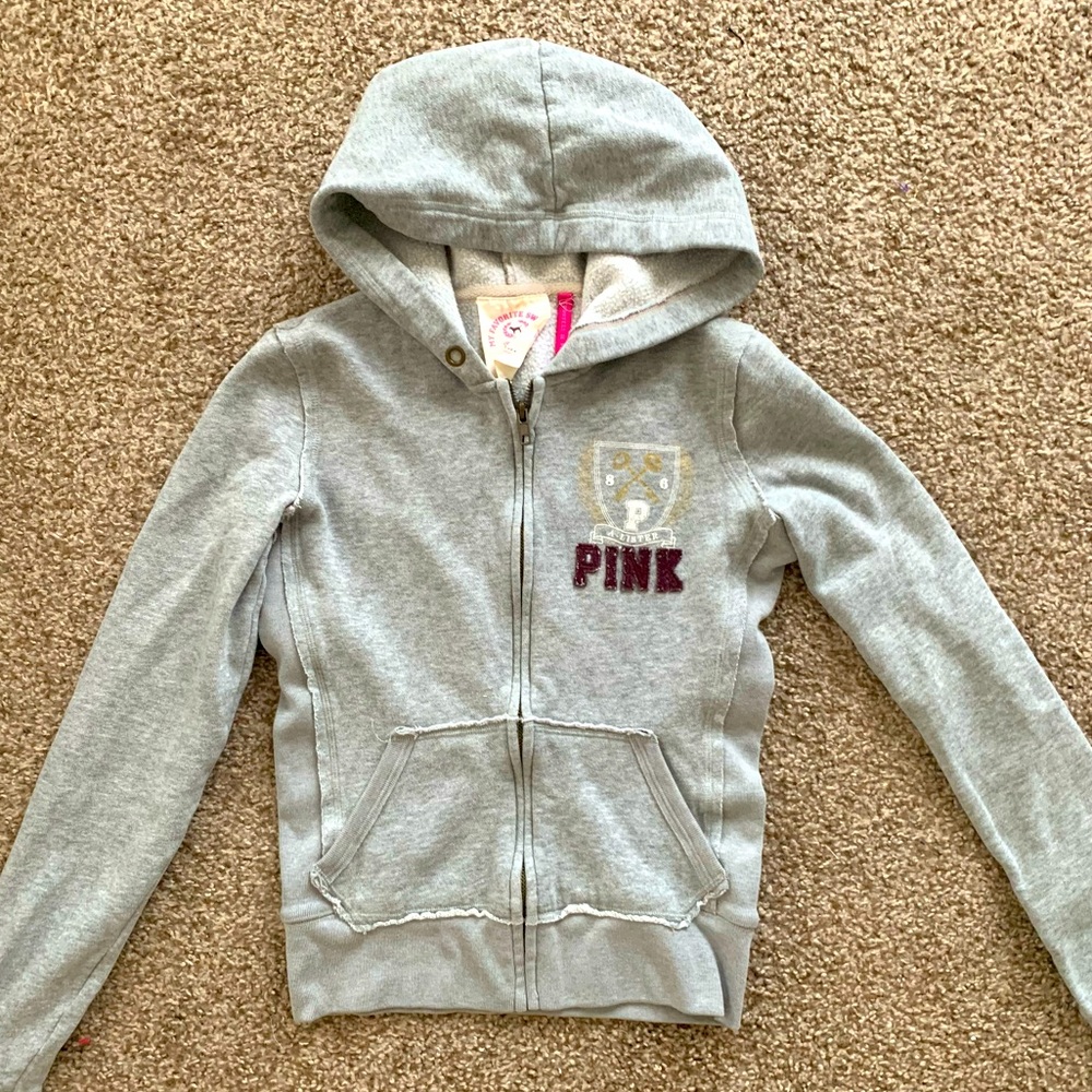 Pink Victoria Secret Hoodie Sweatshirt Grey XS